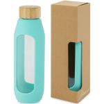 Tidan 600 ml borosilicate glass bottle with silicone grip Green
