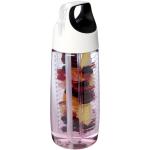 HydroFruit 700 ml Sportflasche aus recyceltem Kunststoff mit Klappdeckel und Trinkhalm, weiss Weiss,transparent