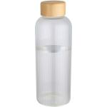 Mirage 650 ml einwandige Trinkflasche aus Borosilikatglas mit Bambusdeckel Transparent