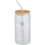 Mirage 500 ml einwandiges Glas aus Borosilikatglas mit Bambusdeckel Transparent