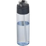 Theron 700 ml RCS recycled plastic water bottle with dual function lid and flip straw Light blue/blue pusher