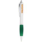 Nash ballpoint pen with silver barrel and coloured grip, green Green, silver