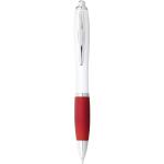 Nash ballpoint pen white barrel and coloured grip White/red