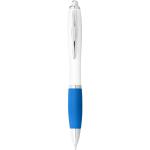 Nash ballpoint pen white barrel and coloured grip White/blue