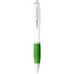 Nash ballpoint pen white barrel and coloured grip, white White, softgreen