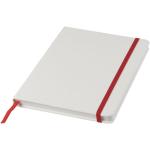 Spectrum A5 white notebook with coloured strap White/red