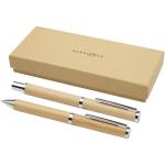 Apolys bamboo ballpoint and rollerball pen gift set  (black ink) Nature