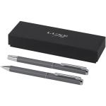 Lucetto Set mit Kugelschreiber und Tintenroller aus recyceltem Aluminium (schwarze Mine) Grau