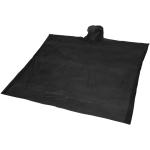Mayan recycled plastic disposable rain poncho with storage pouch Black