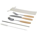 Root 5-piece stainless steel and beech wood cutlery set Nature