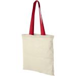 Nevada 100 g/m² cotton tote bag coloured handles 7L, nature Nature,red