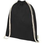 Orissa 140 g/m² organic cotton drawstring bag 5L Black
