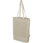 Pheebs 150 g/m² recycled cotton tote bag with front pocket 9L Nature