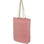 Pheebs 150 g/m² recycled cotton tote bag with front pocket 9L Red marl