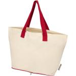 Sierra 140 g/m² Faltbare Tragetasche aus GRS recycelter Baumwolle 12L, natur Natur,rot