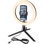 Studio ring light for selfies and vlogging with phone holder and tripod Black