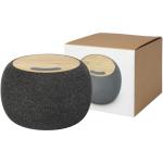 Ecofiber Bambus/RPET Bluetooth® Lautsprecher und kabelloses Ladepad Grau