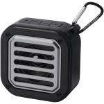 Solo 3W IPX5 RCS recycled plastic solar Bluetooth® speaker with carabiner Black