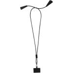 Funi recycled plastic smartphone lanyard with built-in data sync and 100W fast charge 5-in-1 cable Black