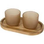 Male Set aus Holztablett und Glastassen, matt Hafer