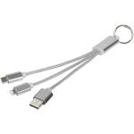 Metal 3-in-1 charging cable with keychain Silver