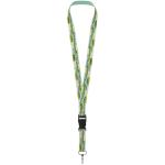 Bucks recycled PET lanyard with safety buckle, black/white Black/white | 10mm