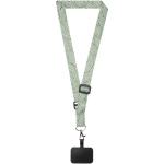 Lyra Verstellbares Lanyard aus RPET mit Telefonhalterung und Sublimationsdruck Schwarz/weiss