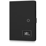 SCX.design O17 A4 Notizbuch Powerbank mit Leuchtlogo Schwarz/weiss