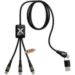 SCX.design C51 60W 5-in-1-Schnellladekabel aus rPET mit Display Schwarz