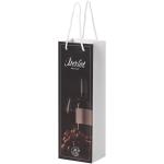 Handmade 170 g/m2 integra paper wine bottle bag with plastic handles White