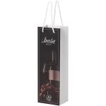Handmade 170 g/m2 integra paper wine bottle bag with plastic cord handles - 12 x 9 x 37 cm 