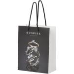Handgefertigte 170 g/m² Integra-Papiertüte mit Kunststoff Kordelgriffen – 18 × 9 × 23 cm Weiß/schwarz
