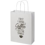 Kraftpapiertasche 120 g/m² mit gedrehten Griffen – 24 × 9 × 32 cm Weiß