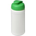 Baseline 500 ml recycled sport bottle with flip lid White/green