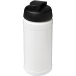 Baseline 500 ml recycelte Sportflasche mit Klappdeckel Weiß/schwarz