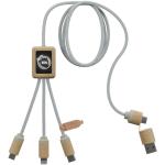 SCX.design C49 5-in-1 Ladekabel mit Leuchtlogo Hellbraun