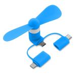USB Ventilator 3 in 1 Blau | Trägerkarte natur