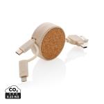 XD Collection Cork and Wheat 6-in-1 retractable cable Khaki