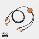 XD Collection Ohio 6-in-1-Kabel aus RCS zertifiziert recyceltem Kunststoff Schwarz