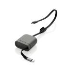 XD Xclusive Spira RCS – recyceltes, einziehbares 100W-Schnellladekabel Grau