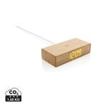 XD Collection Bamboo alarm clock with 5W wireless charger Brown