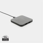 XD Collection RCS recycled plastic 10W Wireless charger with USB Ports Black