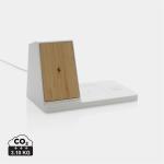 XD Xclusive Ontario recycled plastic & bamboo 3-in-1 wireless charger White