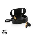 XD Collection TWS-Ohrhörer aus recyceltem RCS-Kunststoff und Bambus Schwarz
