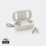 XD Collection TWS-Ohrhörer aus recyceltem RCS-Kunststoff und Bambus Weiß