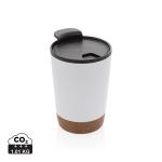 XD Collection GRS rPP Edelstahl-Kaffeebecher mit Kork Weiß