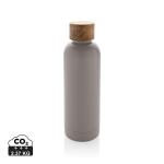 XD Collection Wood RCS certified recycled stainless steel vacuum bottle Convoy grey