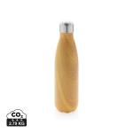 XD Collection Vakuumisolierte Stainless Steel Flasche mit Holzoptik Gelb