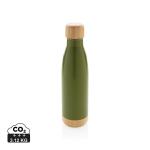 XD Collection Vacuum stainless steel bottle with bamboo lid and bottom Green