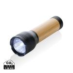 XD Collection Lucid 3W RCS certified recycled plastic & bamboo torch Black/brown
